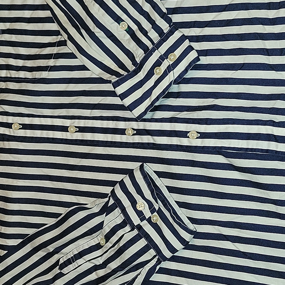Men's Tommy Hilfiger Blue and White Casual Button Down Shirt - Picture 4 of 6